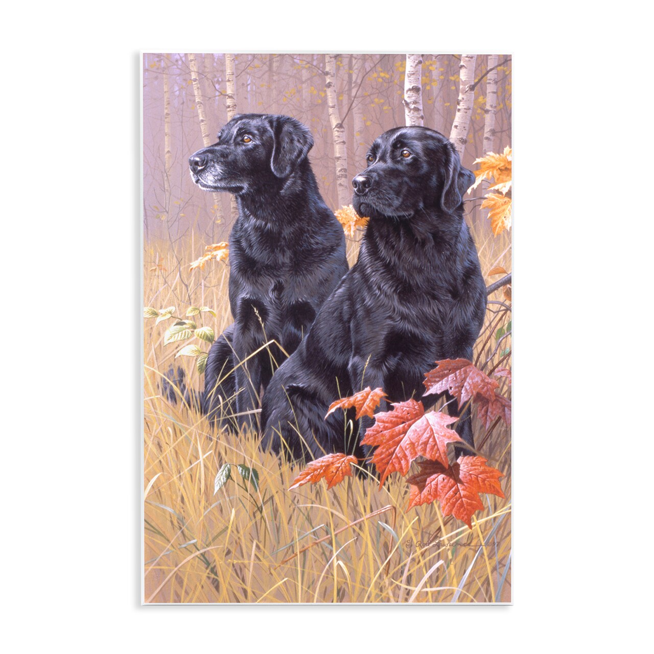 Stupell Industries Autumnal Black Dogs Wall Plaque Art Design by Rod Lawrence